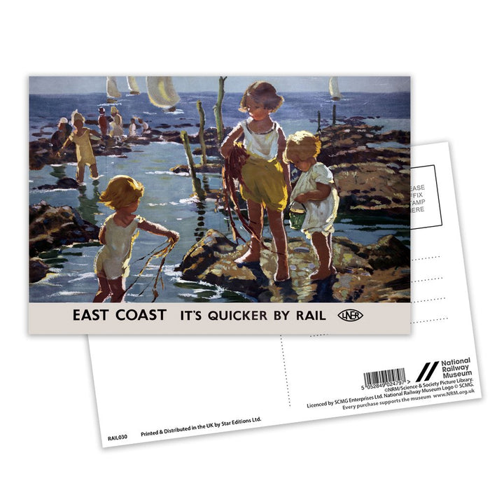 East Coast, It's Quicker By Rail Postcard Pack of 8