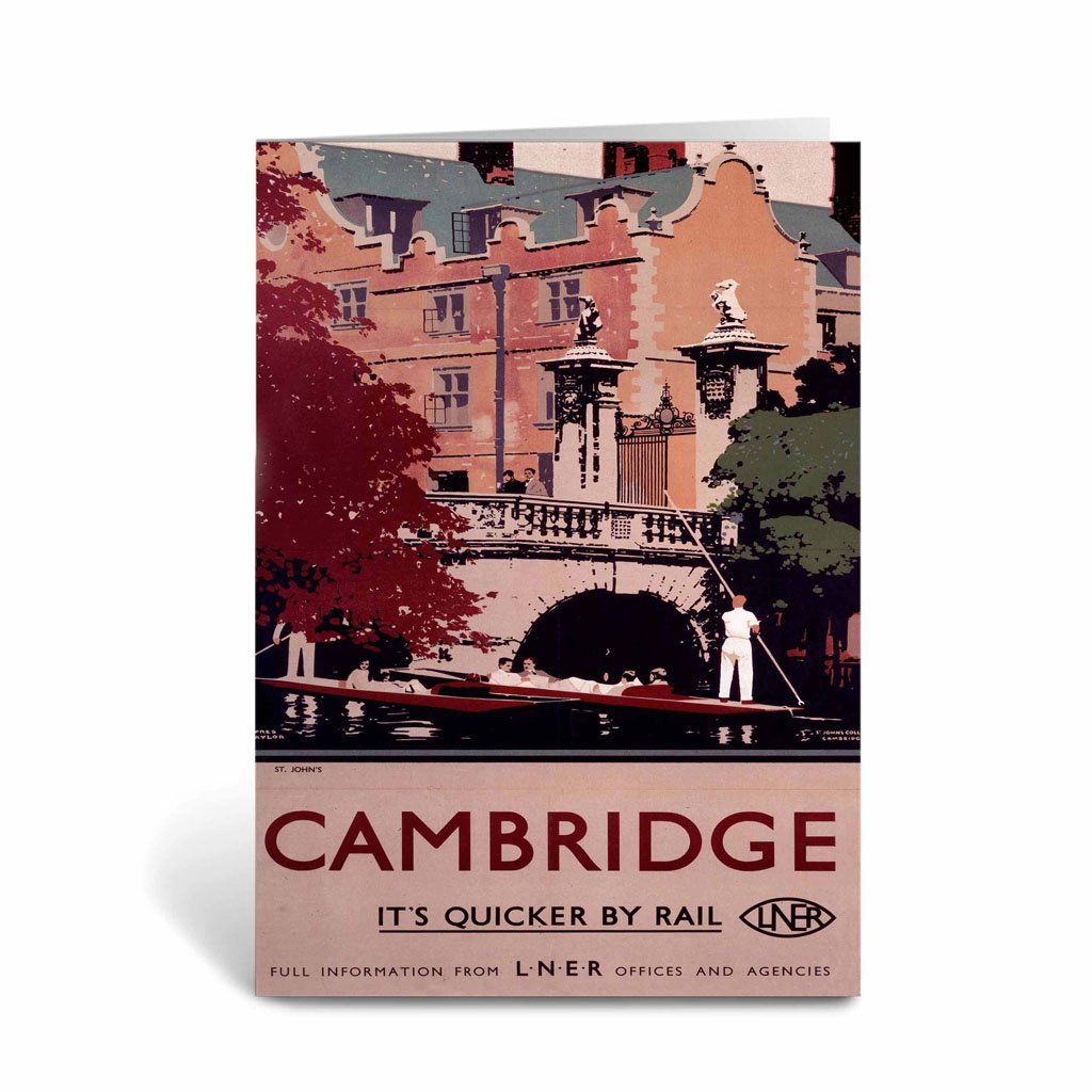 Cambridge it's Quicker by Rail - Punting Greeting Card