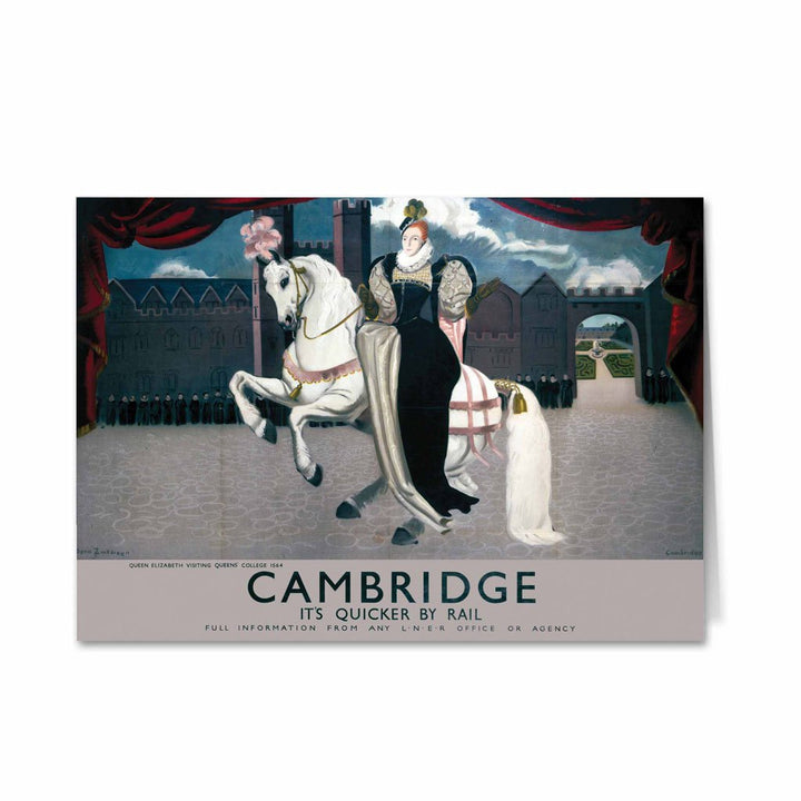 Queen Elizabeth on Horse Visiting Cambridge Greeting Card