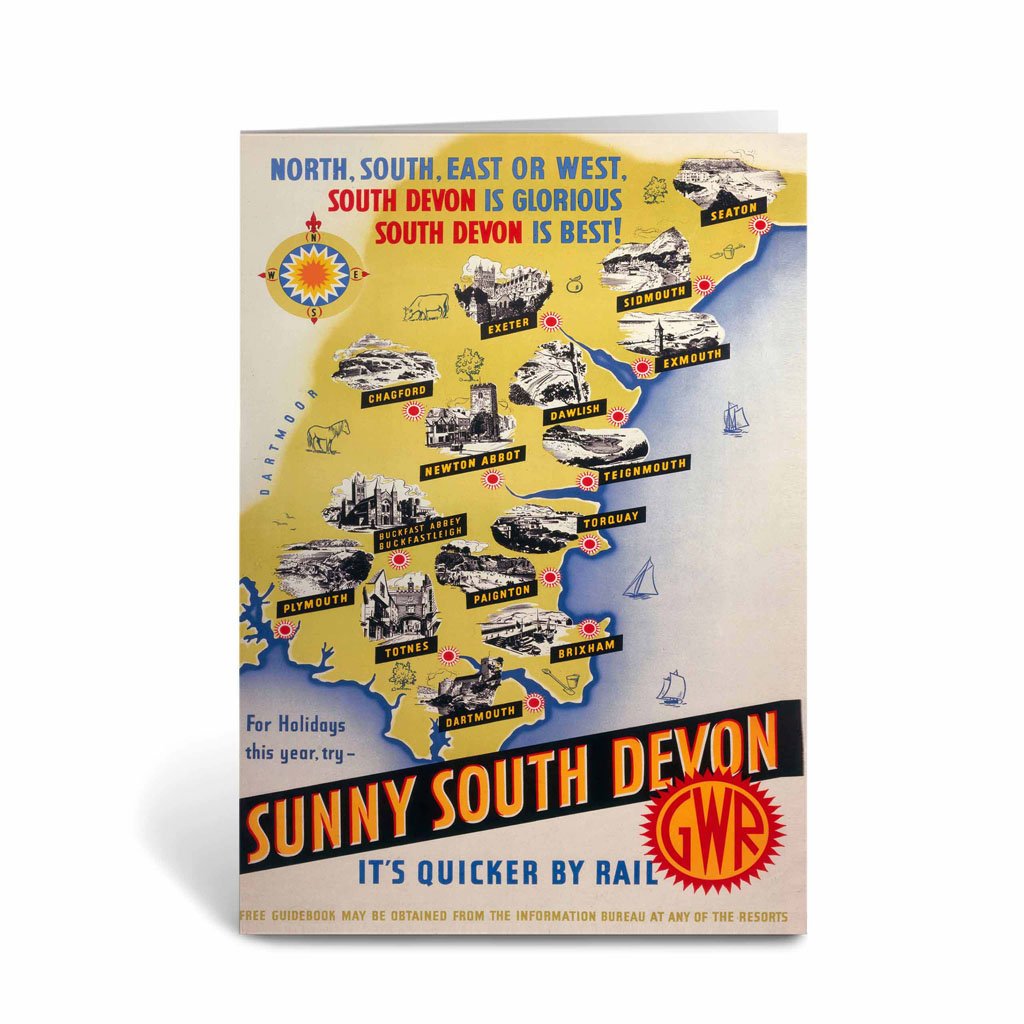 Sunny South Devon, It's Quicker By Rail Greeting Card