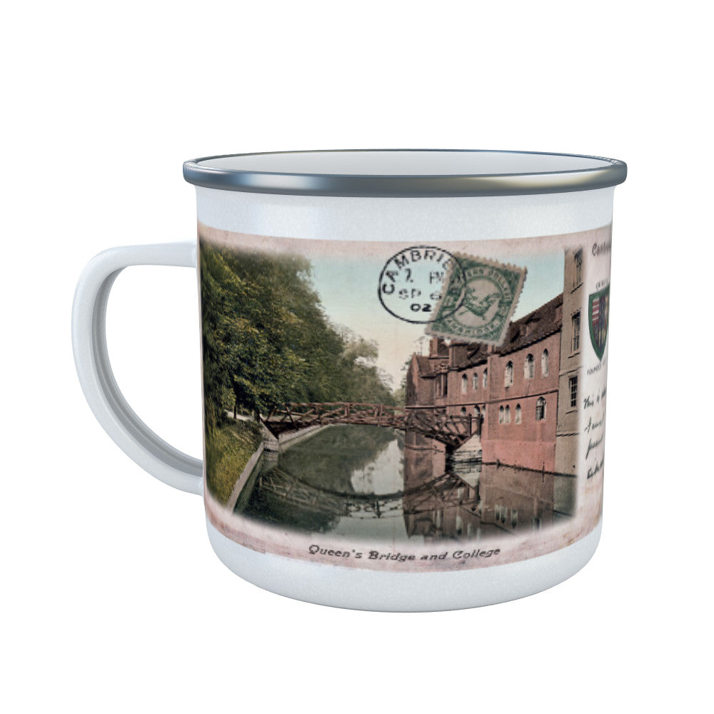 Queens Bridge and College, Cambridge Enamel Mug