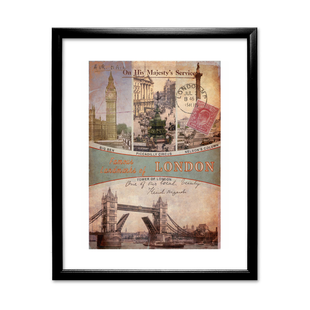 Famous Landmarks of London 11x14 Framed Print (Black)