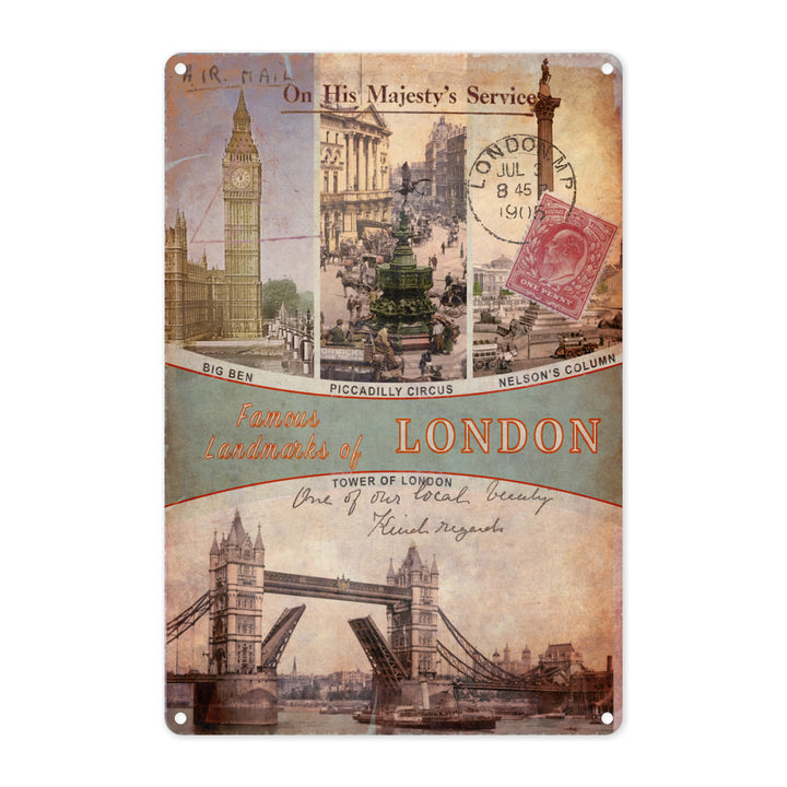 Famous Landmarks of London Metal Sign