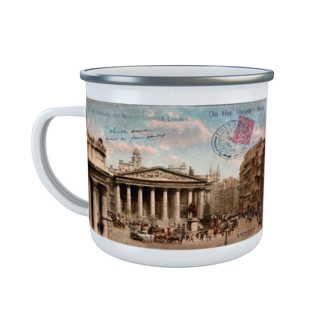 The Royal Exchange and Bank of England Enamel Mug