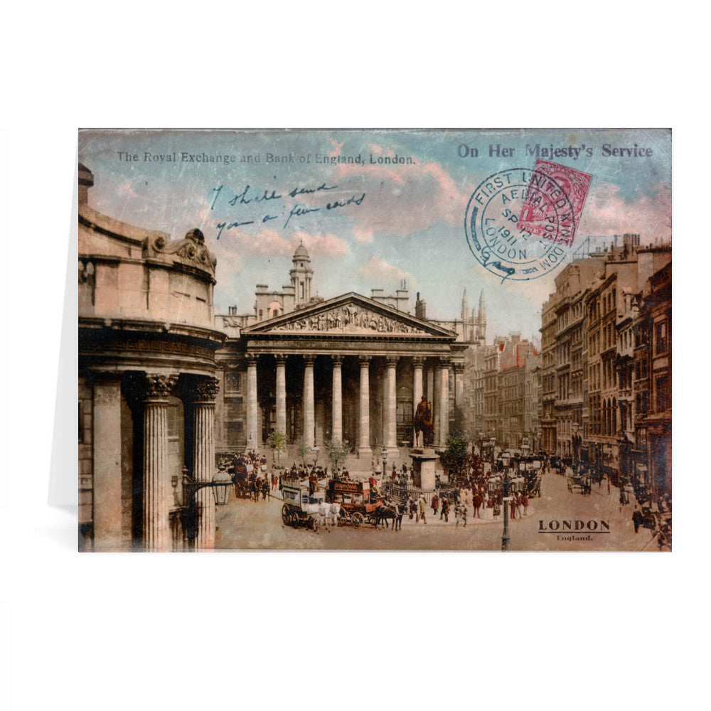 The Royal Exchange and Bank of England Greeting Card 7x5