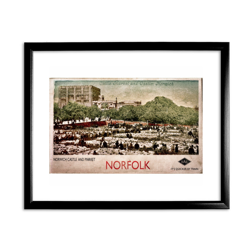 Norwich Castle and Market - Art Print