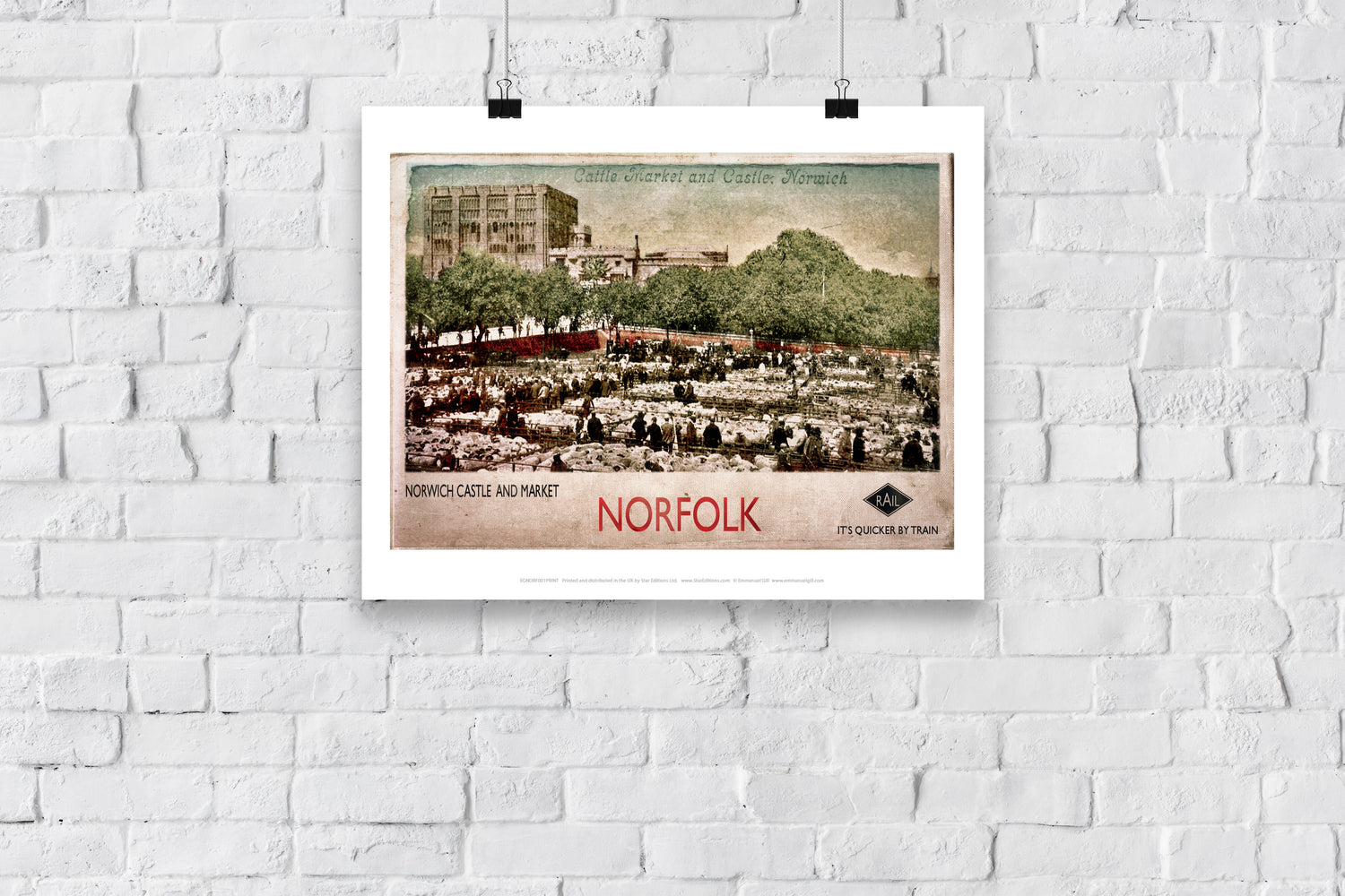 Norwich Castle and Market - Art Print