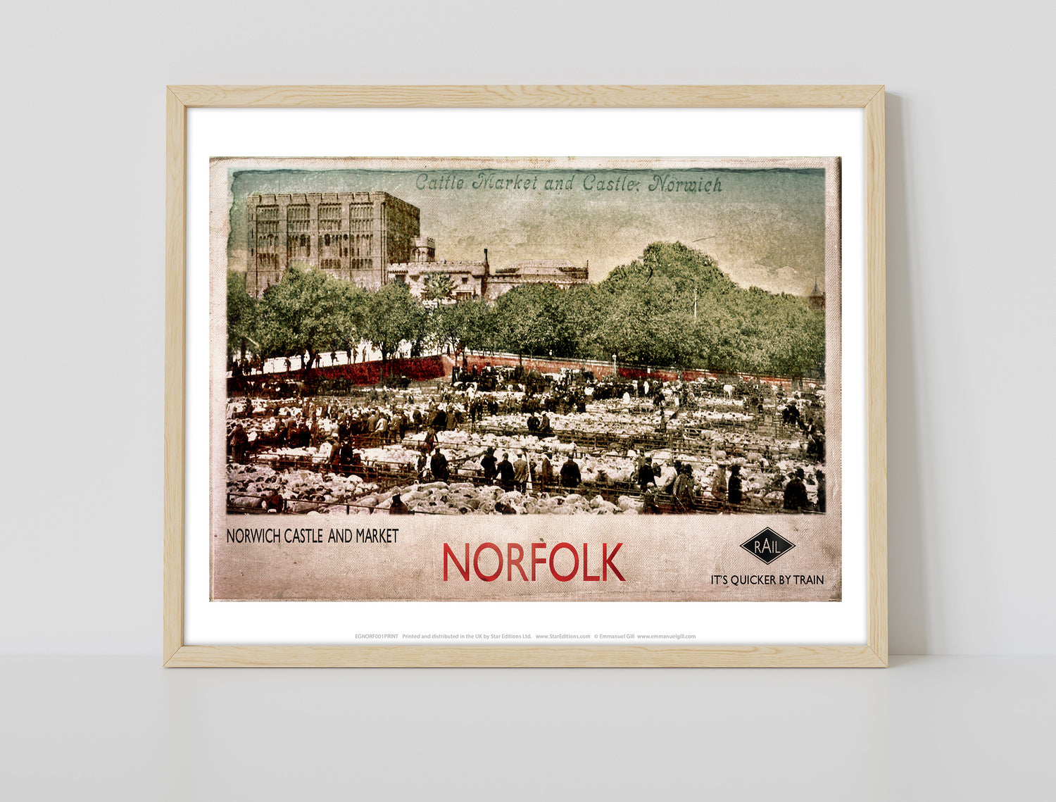 Norwich Castle and Market - Art Print