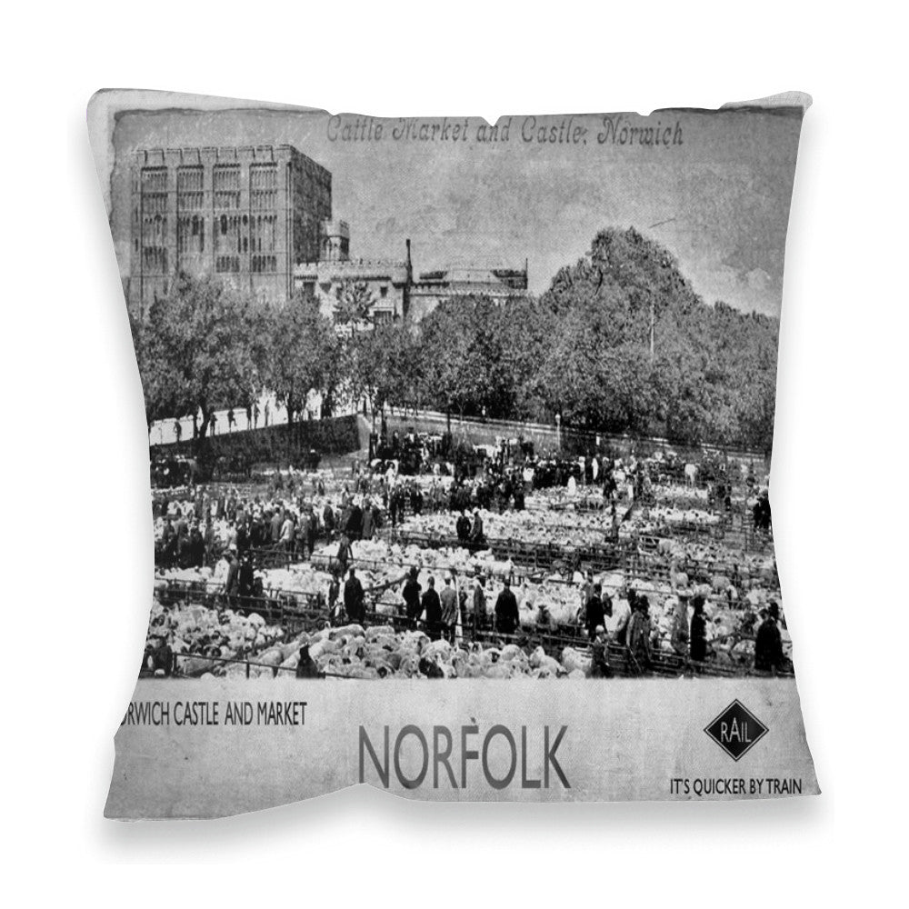 Norwich Castle and Market Fibre Filled Cushion