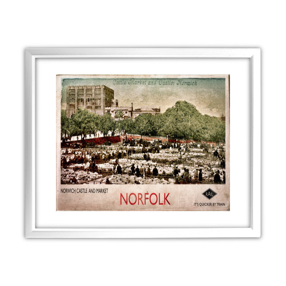 Norwich Castle and Market - Art Print