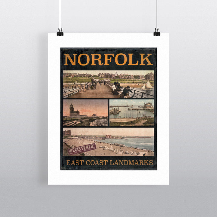 Norfolk East Coast Landmarks 90x120cm Fine Art Print