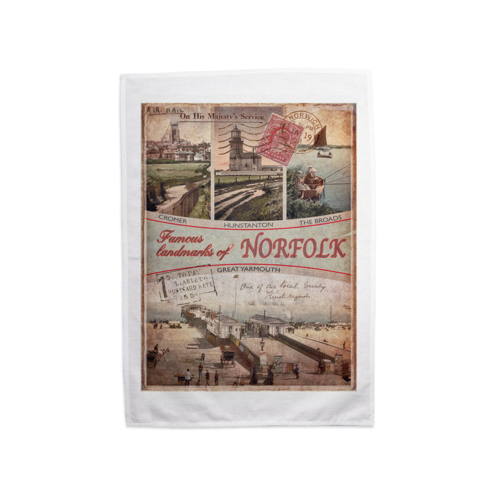 Famous Landmarks of Norfolk Tea Towel