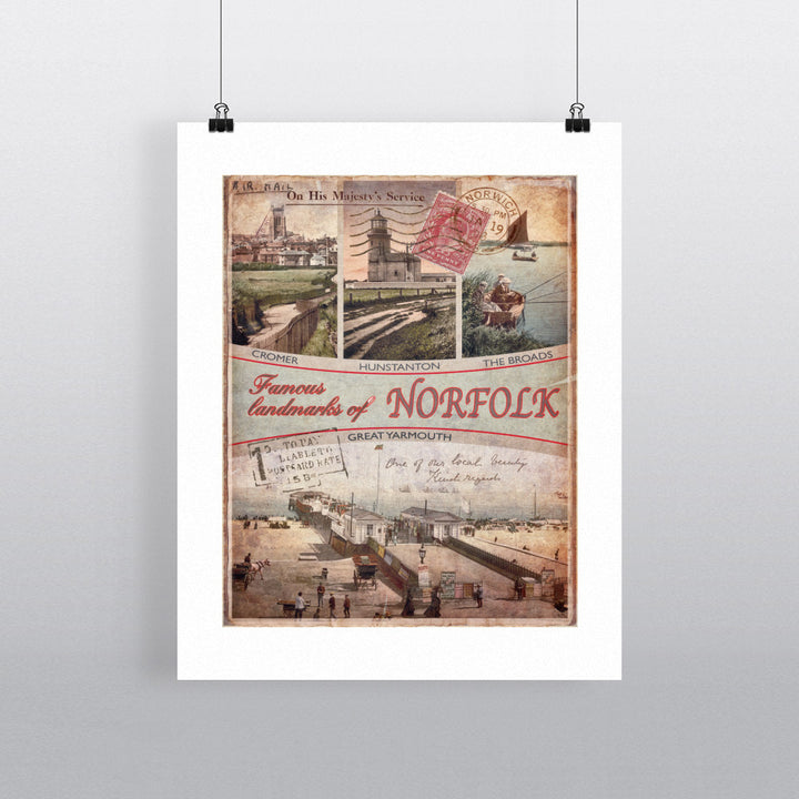 Famous Landmarks of Norfolk 90x120cm Fine Art Print