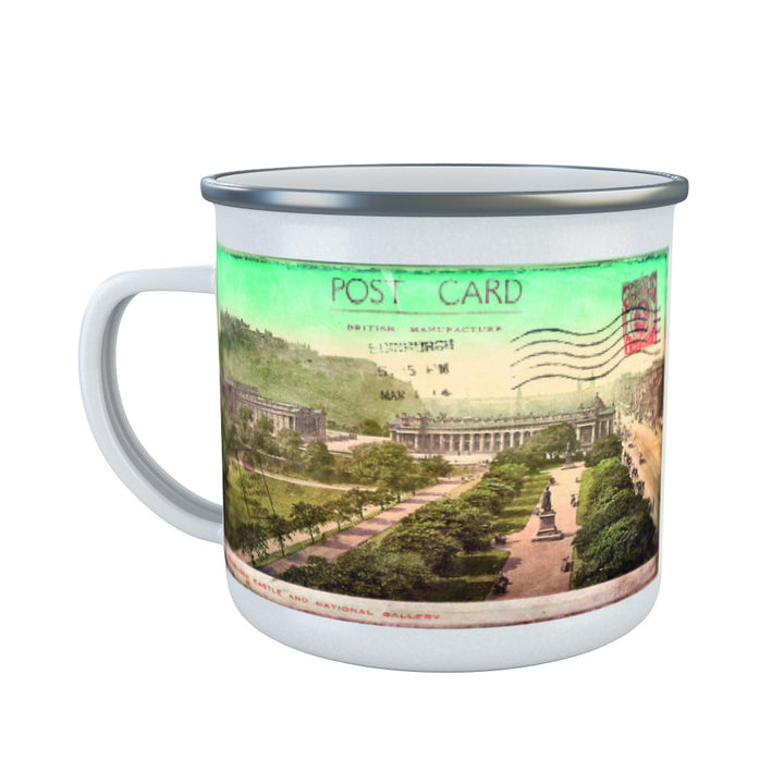 Edinburgh Castle and National Gallery, Scotland Enamel Mug