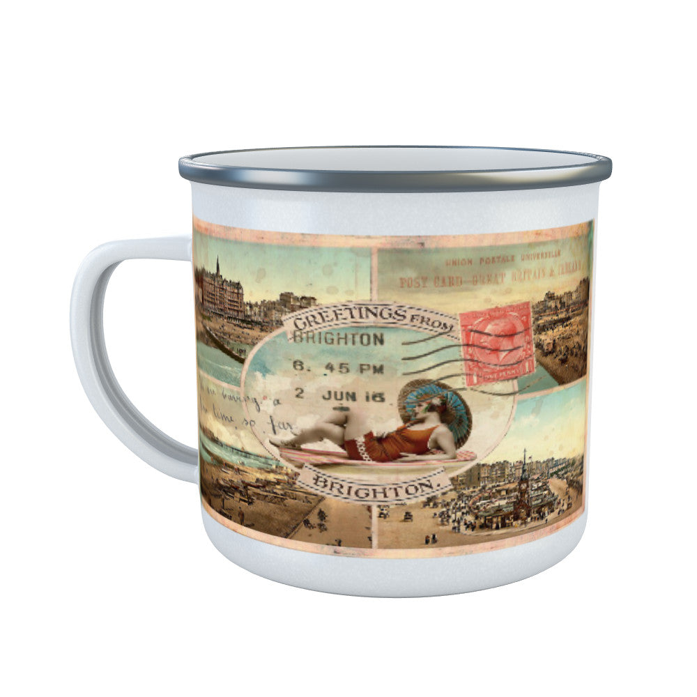 Greetings From Brighton Enamel Mug