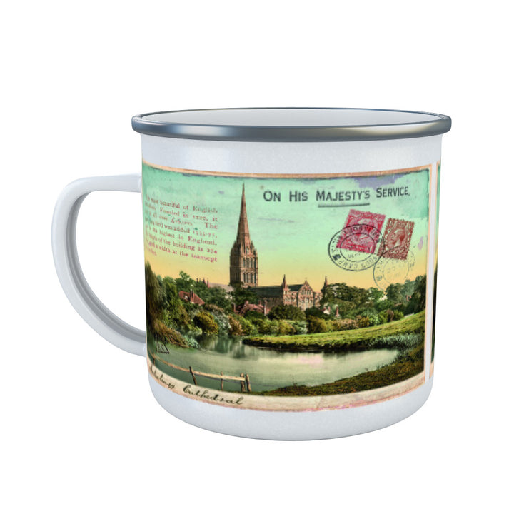 Sailsbury Cathedral, Wiltshire Enamel Mug