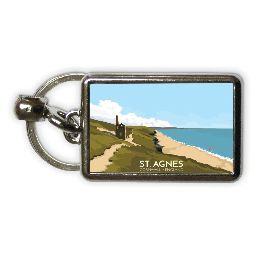 St Agnes, Cornwall Metal Keyring