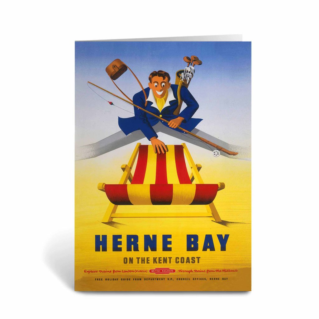 Herne Bay Man with Deckchair Greeting Card