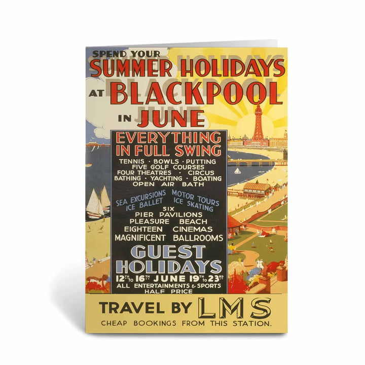 Blackpool in June - Summer Holidays Greeting Card