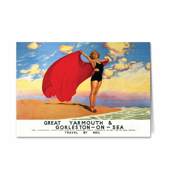 Great Yarmouth Girl with Red Blanket Greeting Card