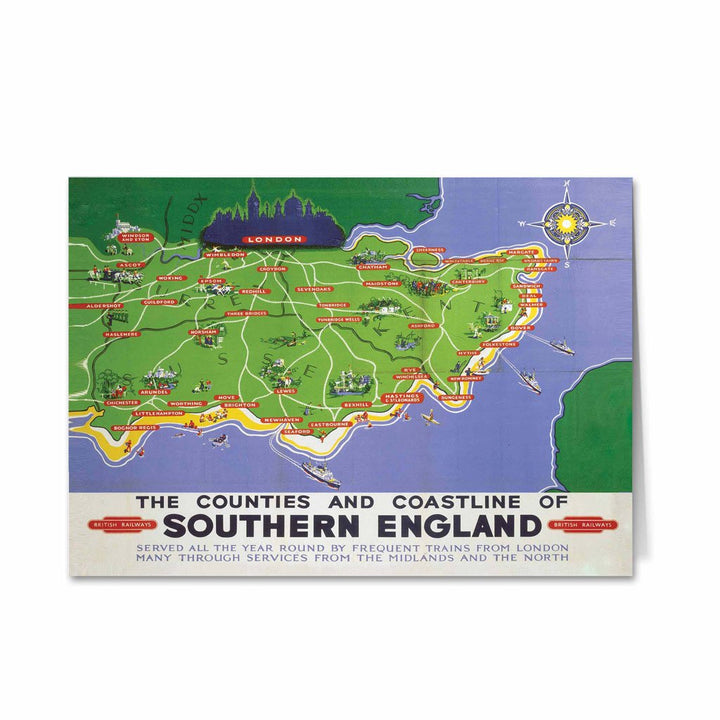 The Counties and Coastline of Southern England Greeting Card