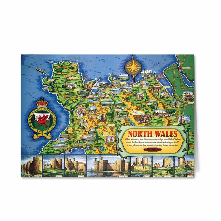 North Wales Map Greeting Card