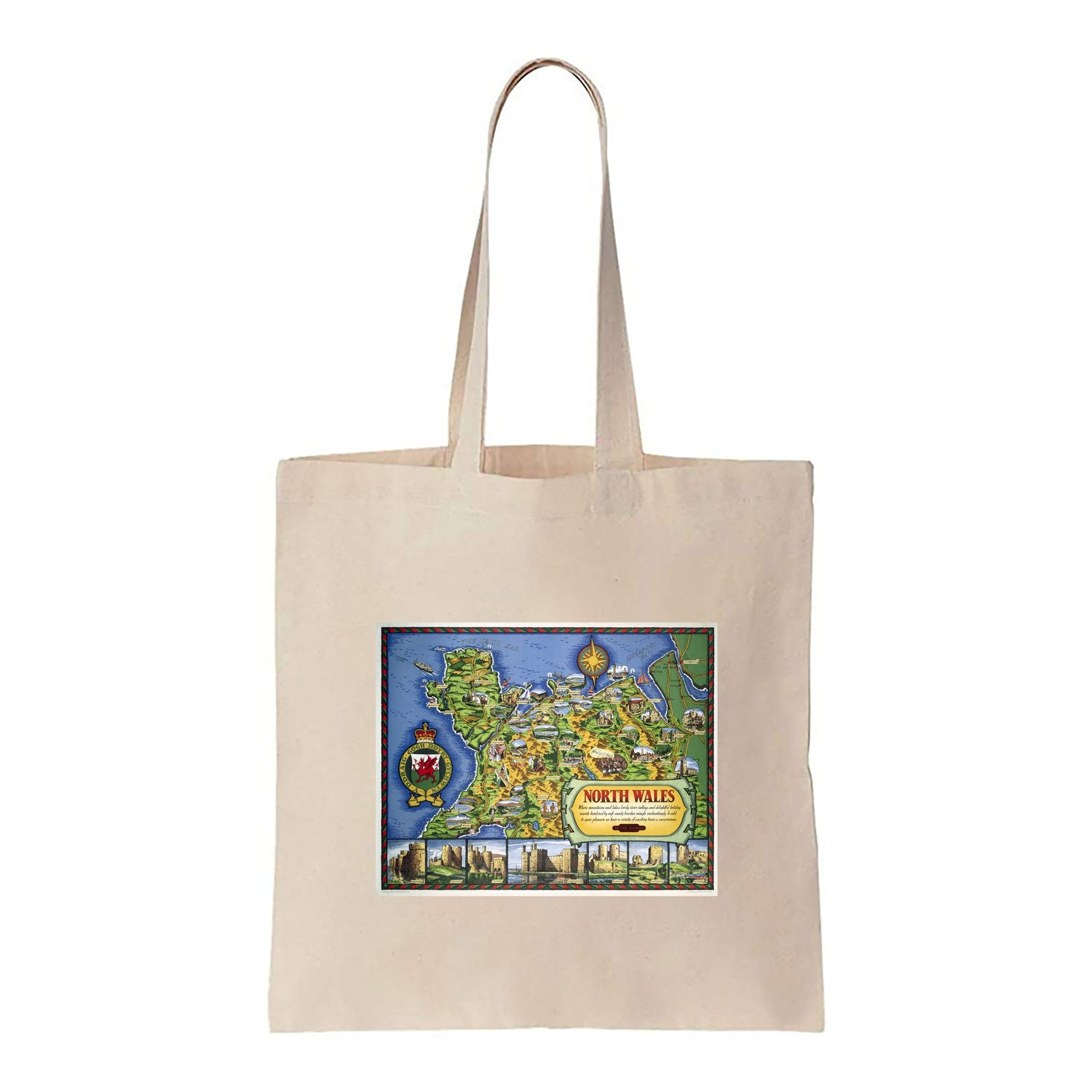 North Wales Map - Canvas Tote Bag