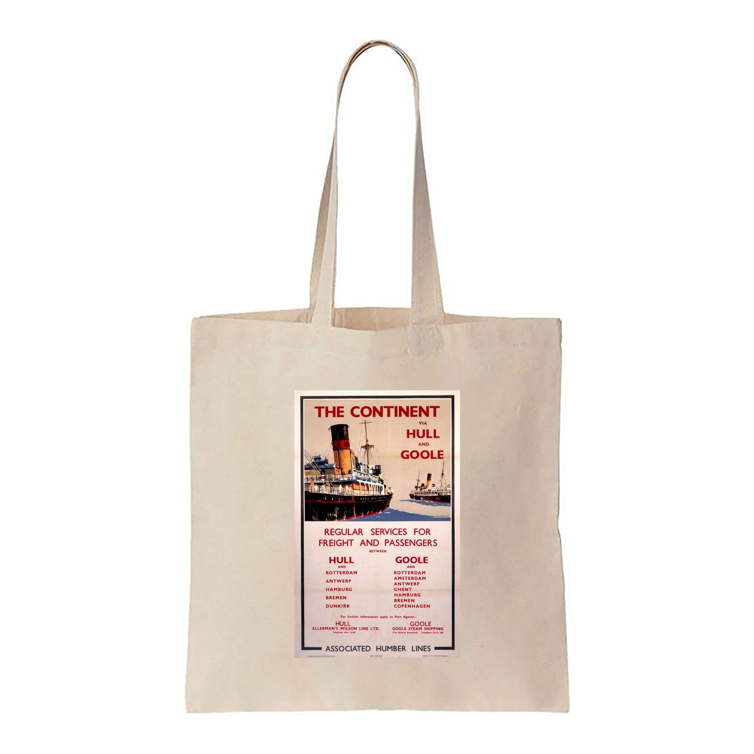 The Continent via Hull and Goole - Canvas Tote Bag