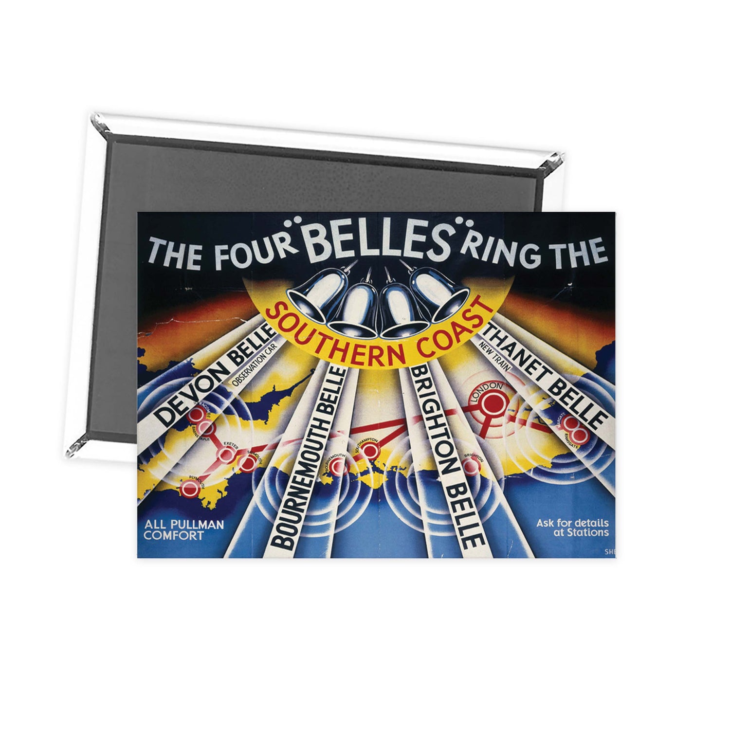 The Four Belles Southern Coast - Devon, Bournemouth, Brighton, Thanet Fridge Magnet