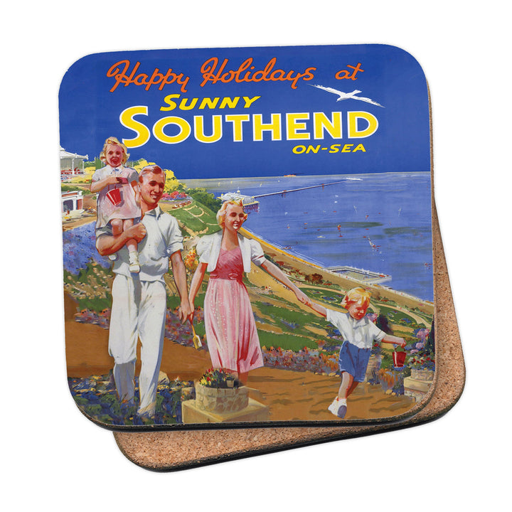 Sunny Southend on Sea - Happy Holidays Coaster