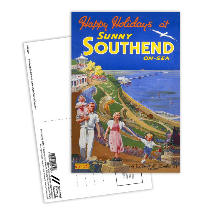 Sunny Southend on Sea - Happy Holidays Postcard Pack of 8