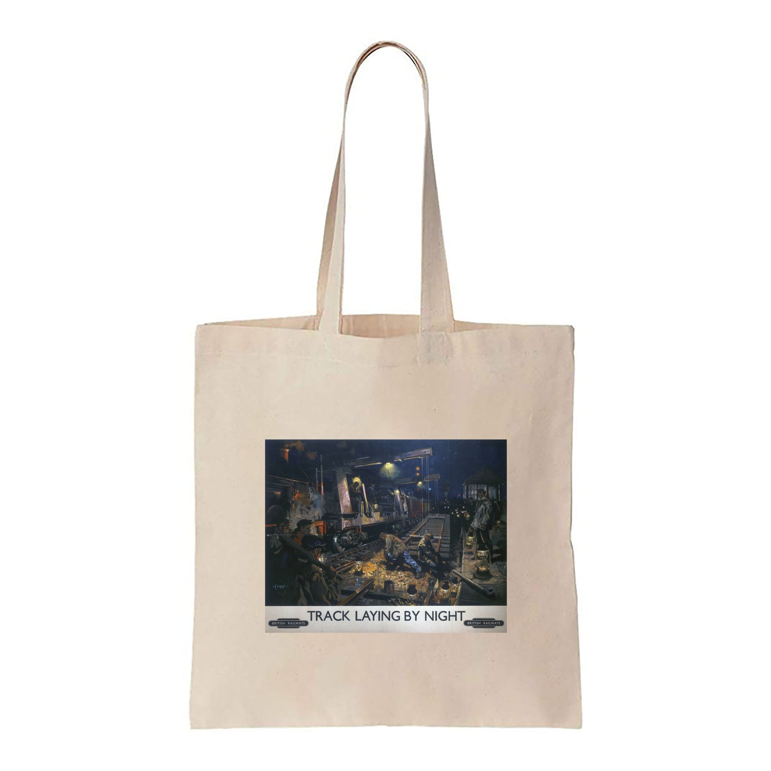 Track Laying By Night - British Railways - Canvas Tote Bag