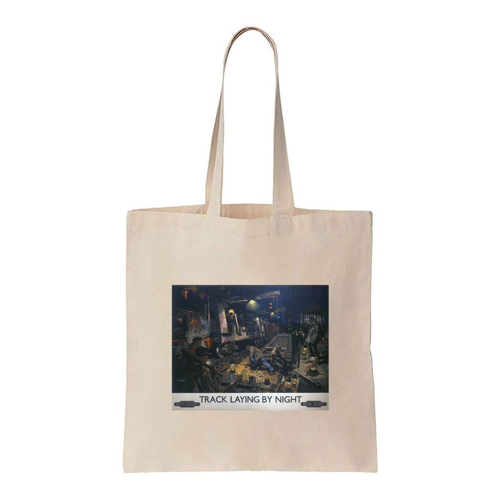 Track Laying By Night - British Railways - Canvas Tote Bag