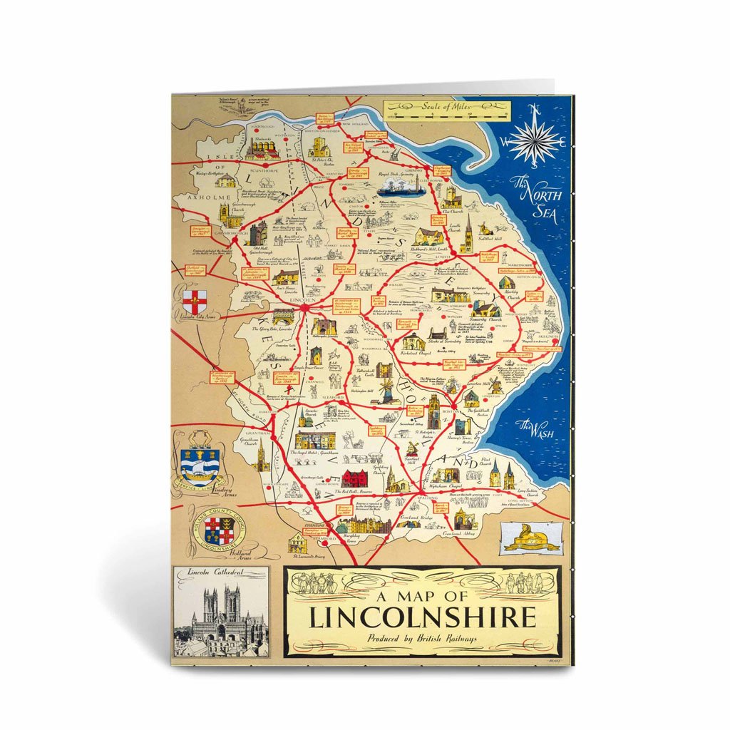 A Map of Lincolnshire - Lincoln Cathedral Greeting Card