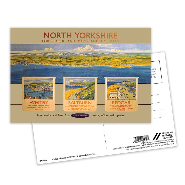 North Yorkshire Whitby, Saltburn and Redcar Postcard Pack of 8