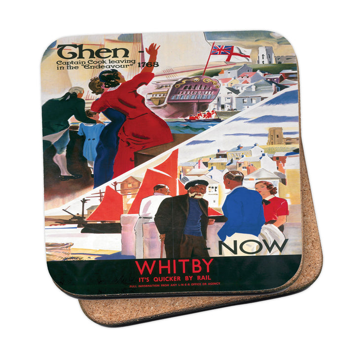 Whitby Then and Now Coaster