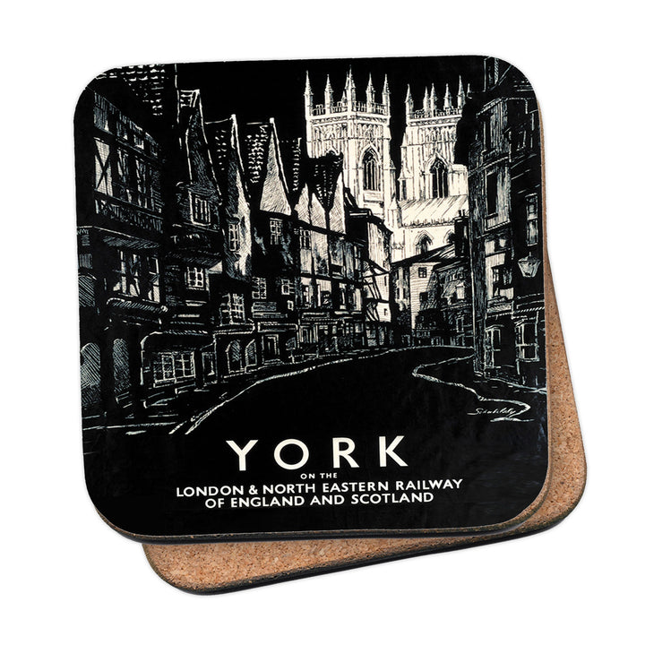 York on the LNER - Black and White Coaster