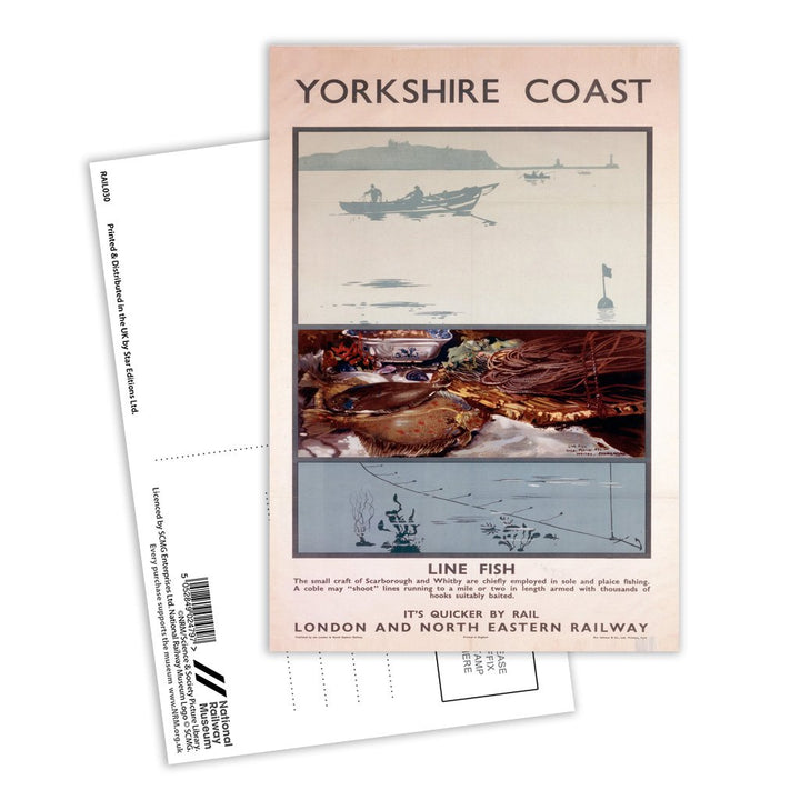 Yorkshire Coast Line Fish LNER Postcard Pack of 8