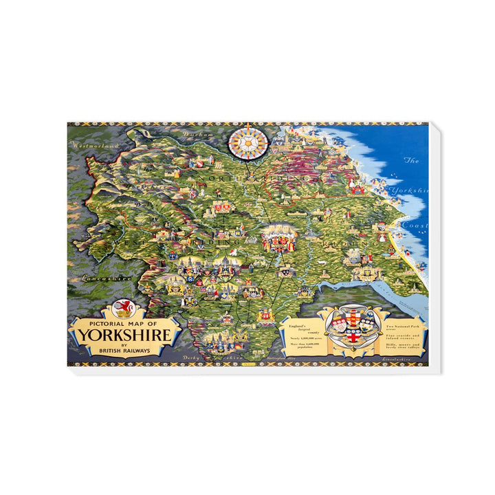 Pictorial Map of Yorkshire - Canvas