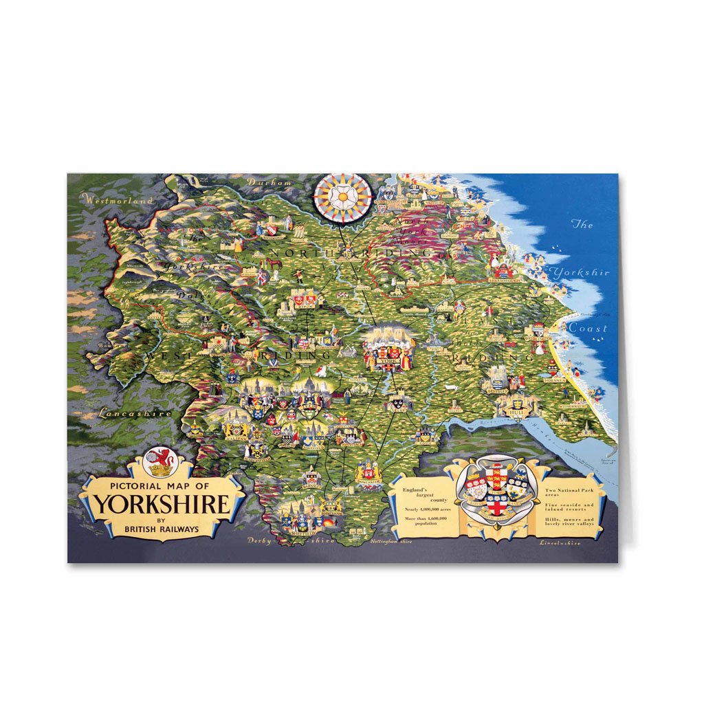 Pictorial Map of Yorkshire Greeting Card