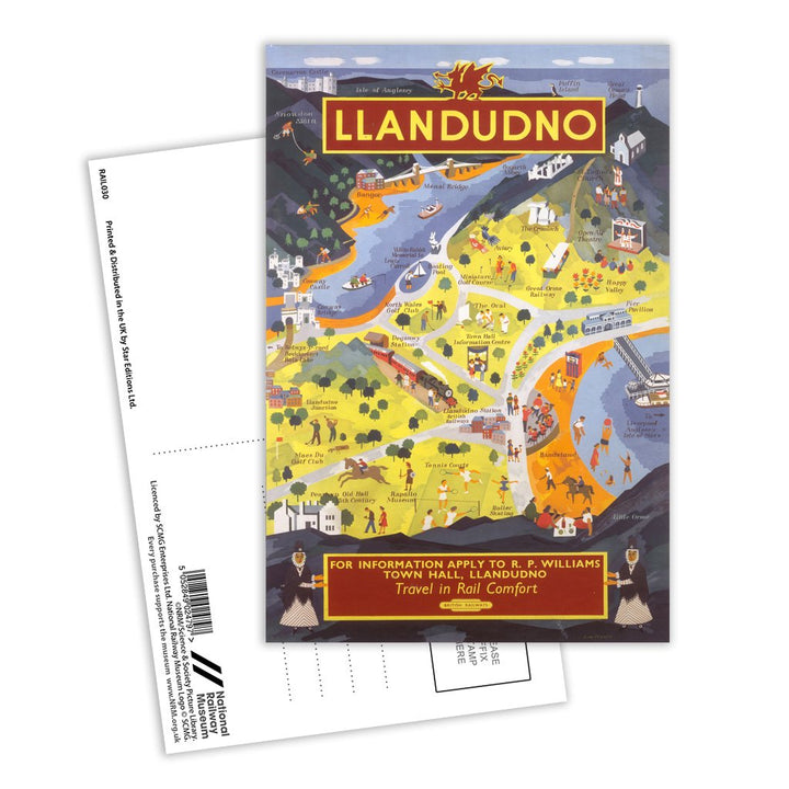 Llandudno - Pictorial Map Postcard Pack of 8