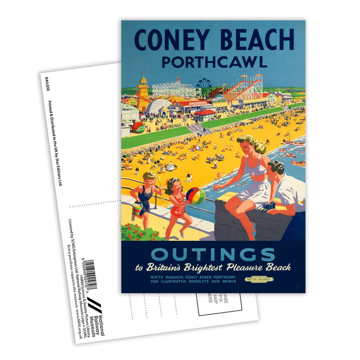 Coney Beach Porthcawl - Outings to Britain's Brightest Pleasure Beach Postcard Pack of 8