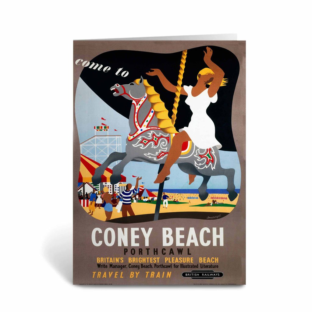 Coney Beach Porthcawl - Britain's Brightest Pleasure Beach - Carousel Greeting Card