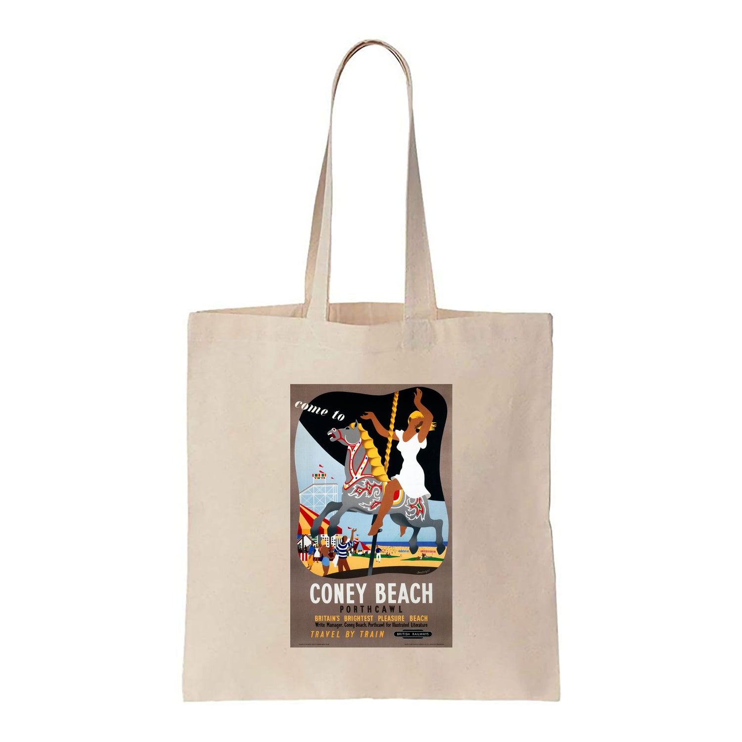 Coney Beach Porthcawl - Britain's Brightest Pleasure Beach - Carousel - Canvas Tote Bag