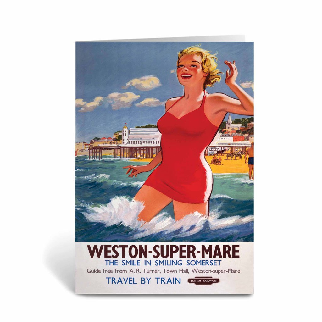 Weston-super-Mare - The smile in smiling Somerset - Girl in Red Greeting Card