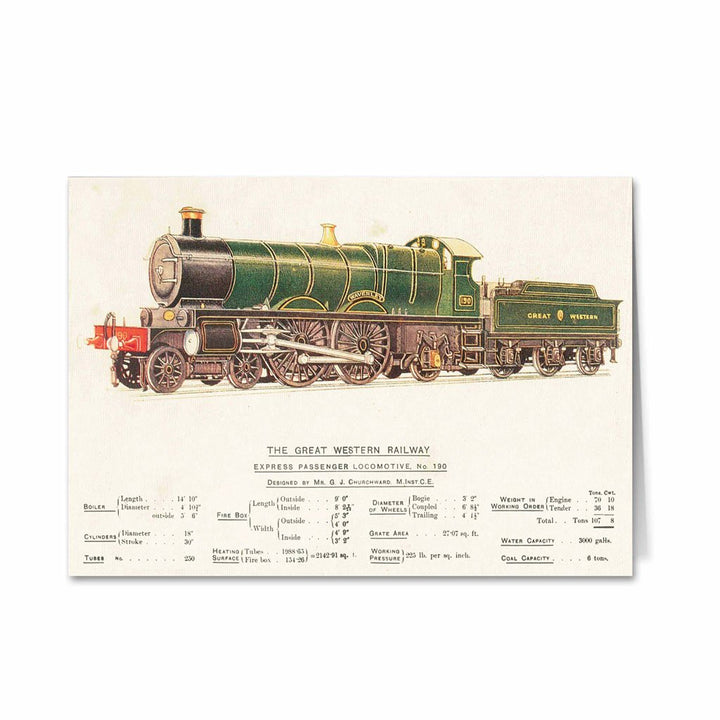 Express Passenger Locomotive, No.190 - Great Western Railway Greeting Card