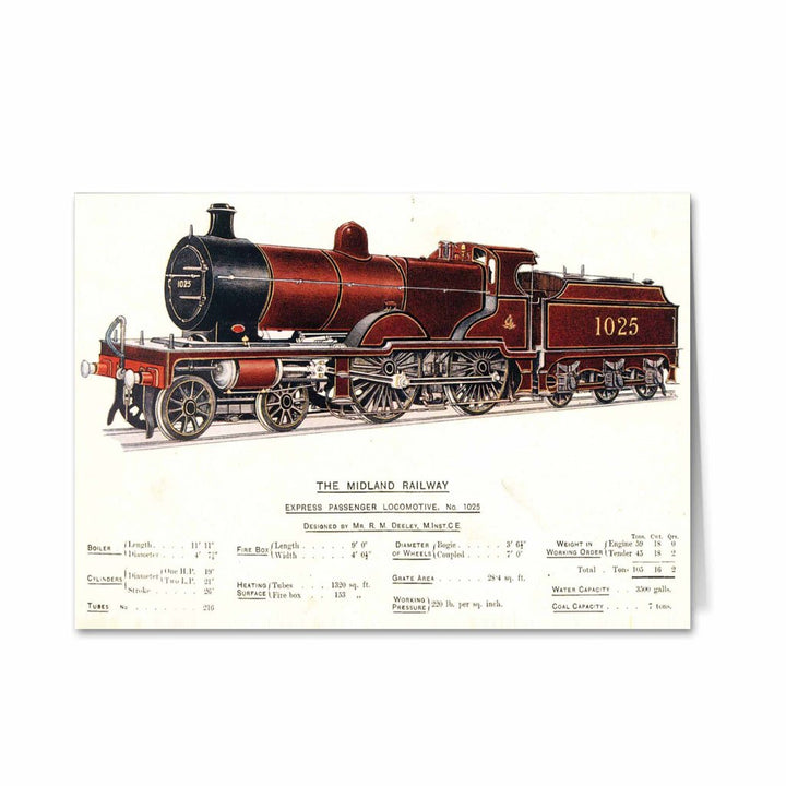 Express Passenger Locomotive, No.1025 - Midland Railway Greeting Card