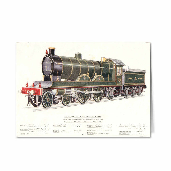 Express Passenger Locomotive, No.730 - North Eastern Railway Greeting Card