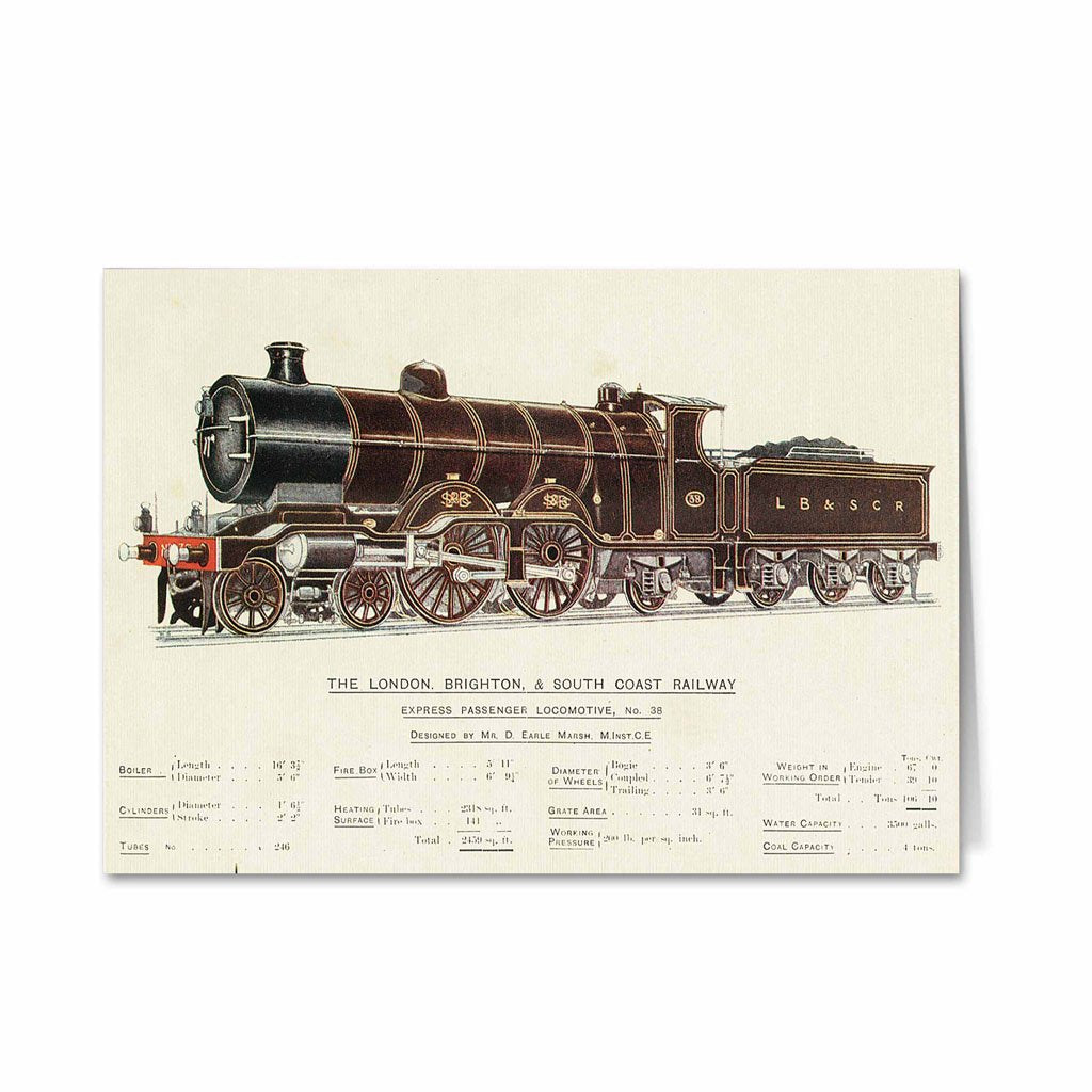 Express Passenger Locomotive, No.38 - London, Brighton & South Coast Railway Greeting Card