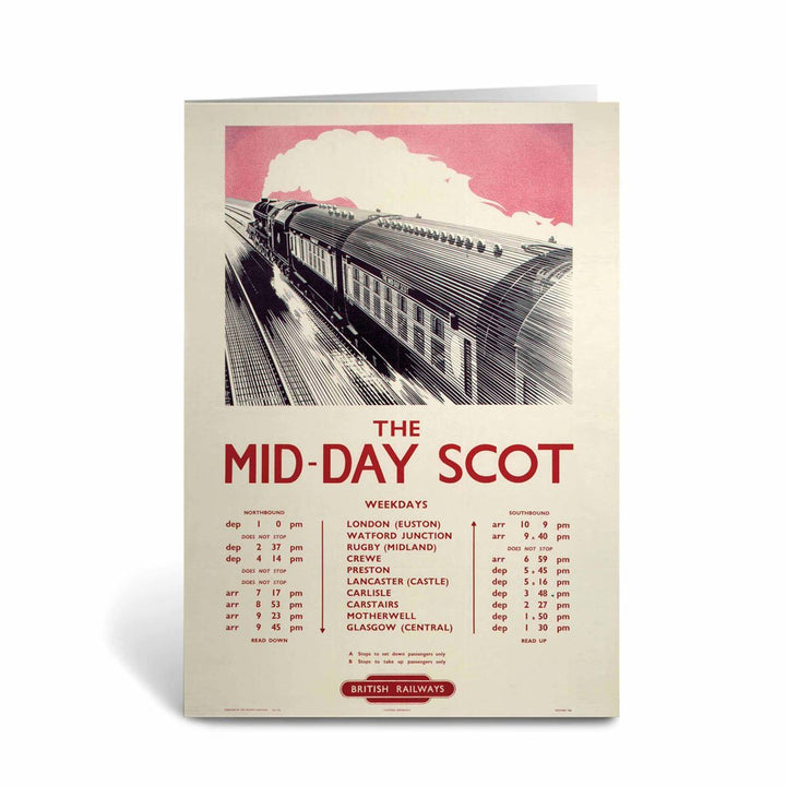 The Mid-Day Scot - British Railways Timetable Greeting Card